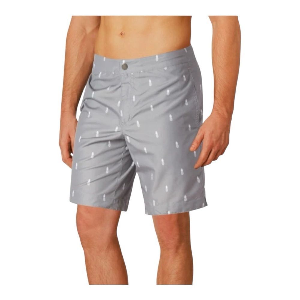 BOTO Mens‎ Swimwear Aruba 8.5" Pineapple Grey Swim Trunks Size 33